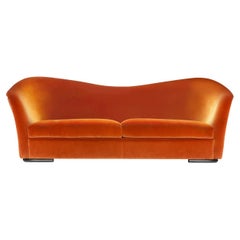 Custom Made Velvet Sofa with Curved Silhouette