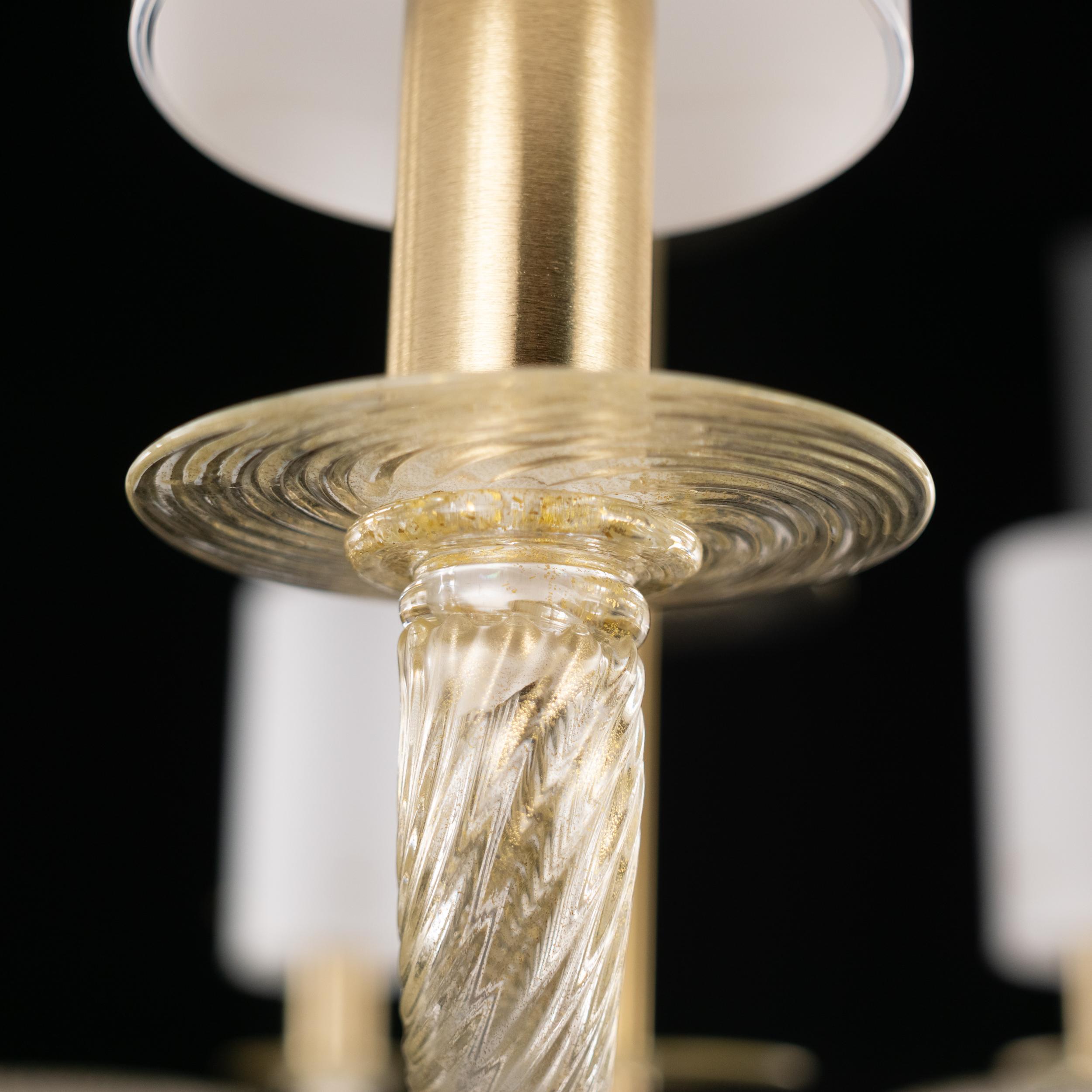Lampadario veneziano su misura a 7 bracci in vetro di Murano oro Tribeca di Multiforme in vendita 12