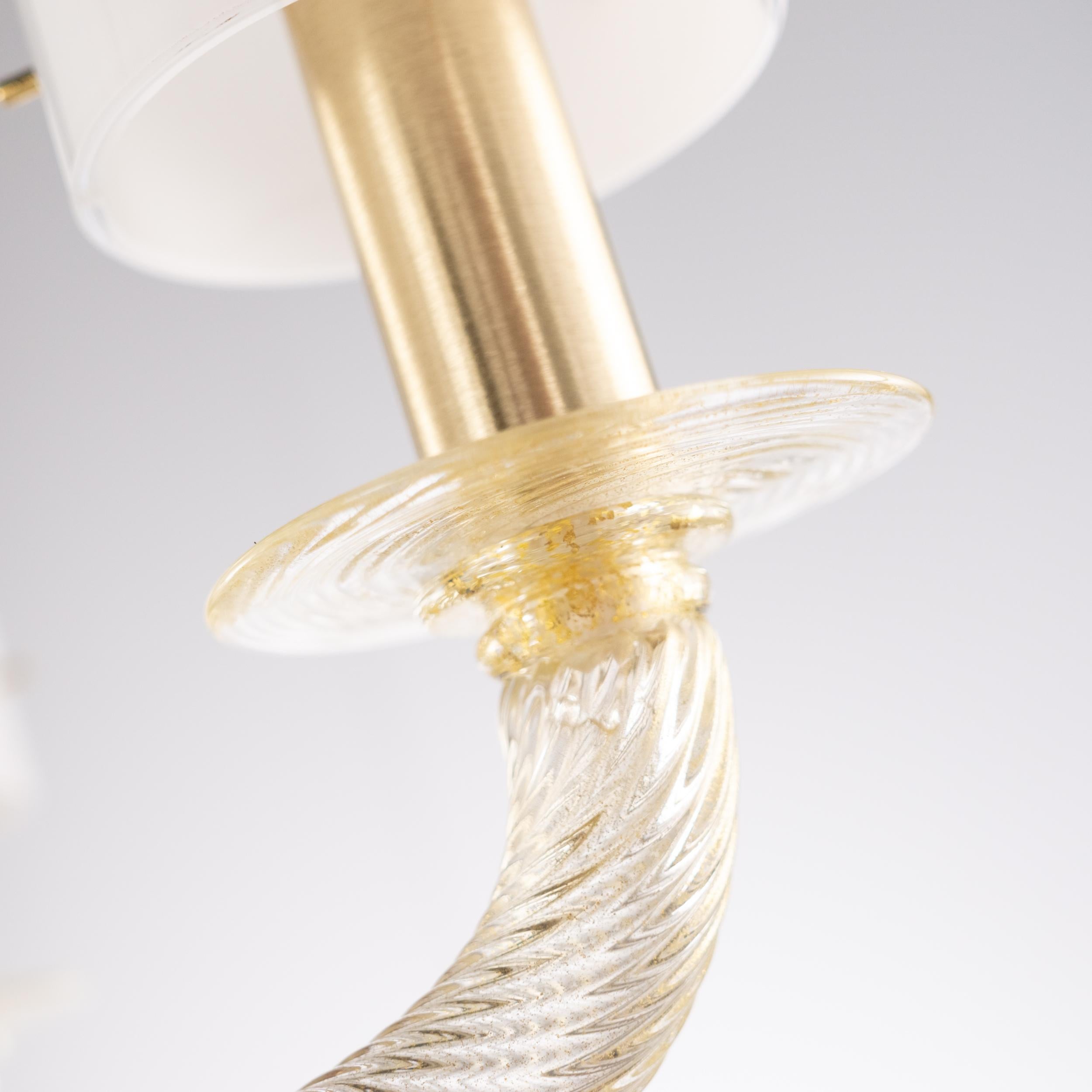Vetro soffiato Lampadario veneziano su misura a 7 bracci in vetro di Murano oro Tribeca di Multiforme in vendita