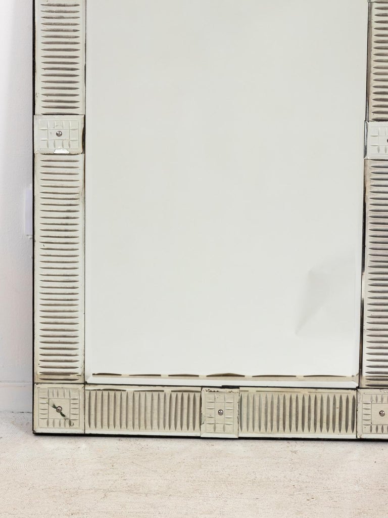 Custom Made Mirror with Ribbed Pattern Frame at 1stDibs