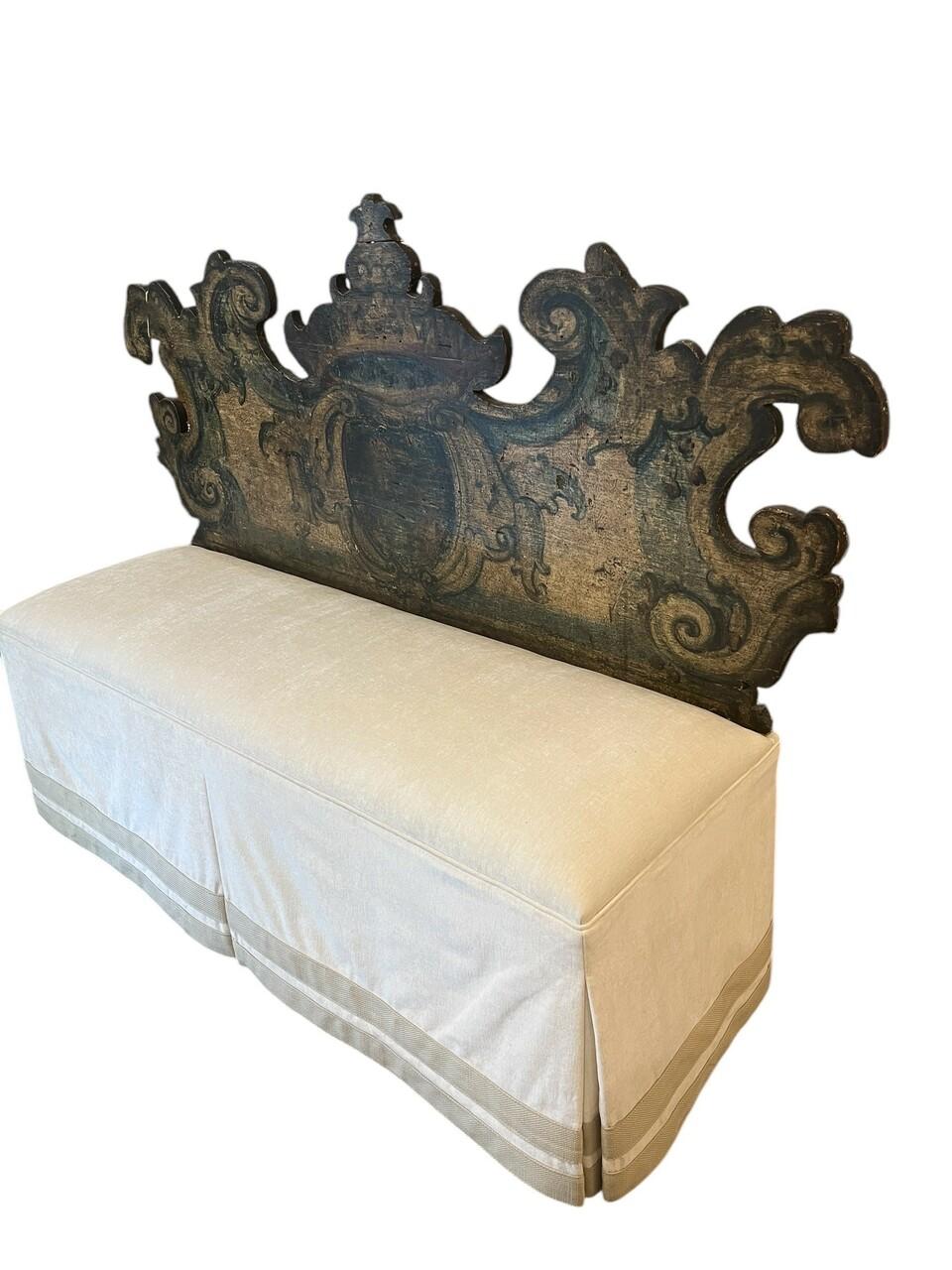 Baroque Custom Made Venetian Painted Trompe-L'oeil Bench For Sale