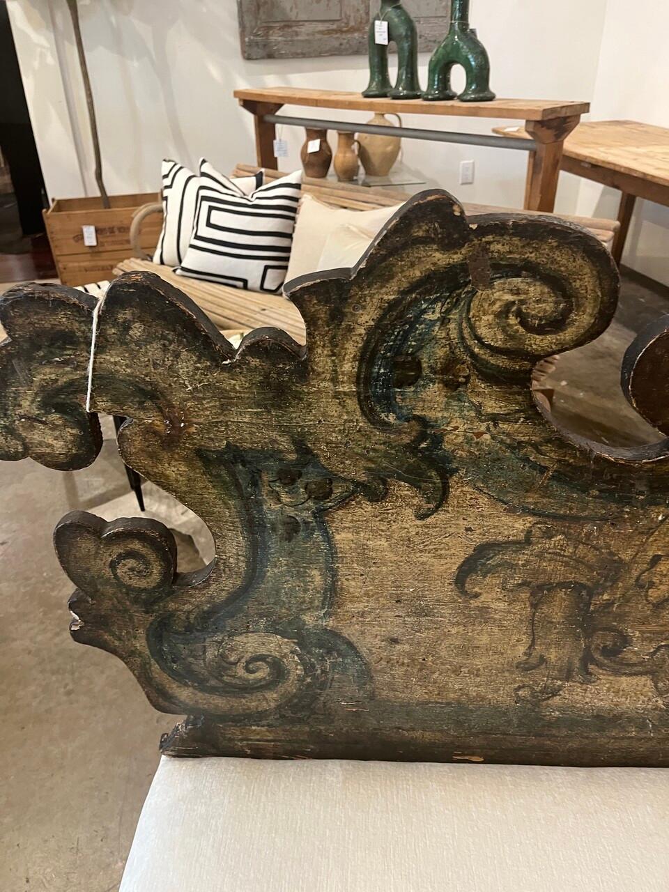 French Custom Made Venetian Painted Trompe-L'oeil Bench For Sale
