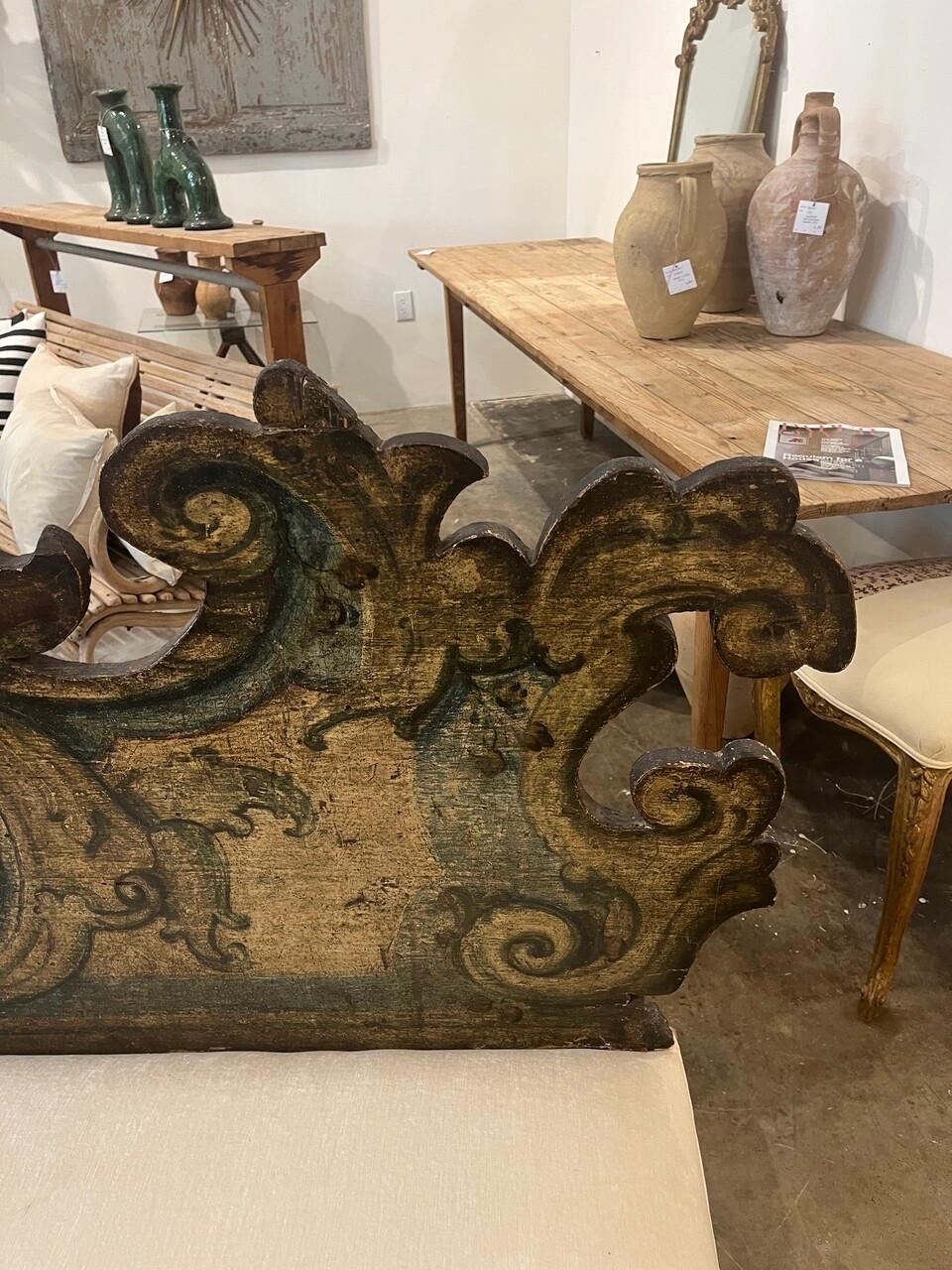 Hand-Carved Custom Made Venetian Painted Trompe-L'oeil Bench For Sale