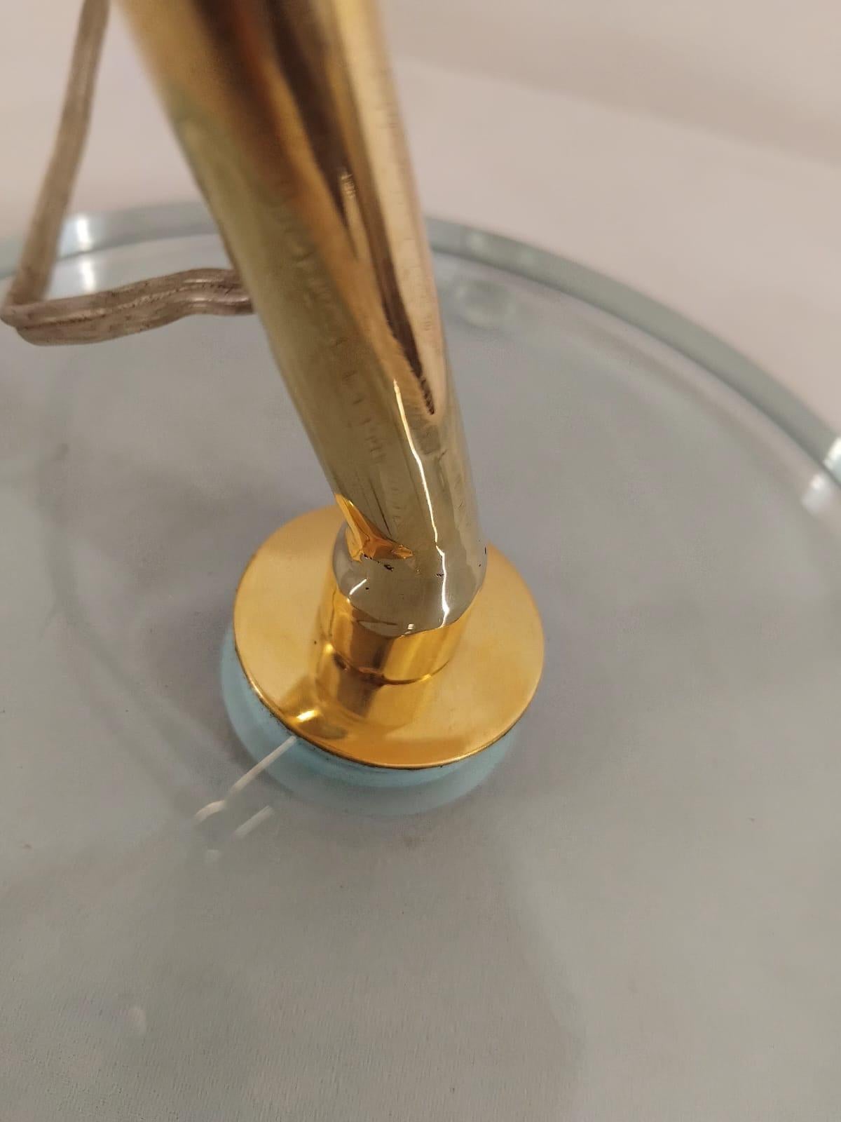 CUSTOM MADE - Lampe de table en verre et laiton, Italie 1970 / 1980's en vente 3