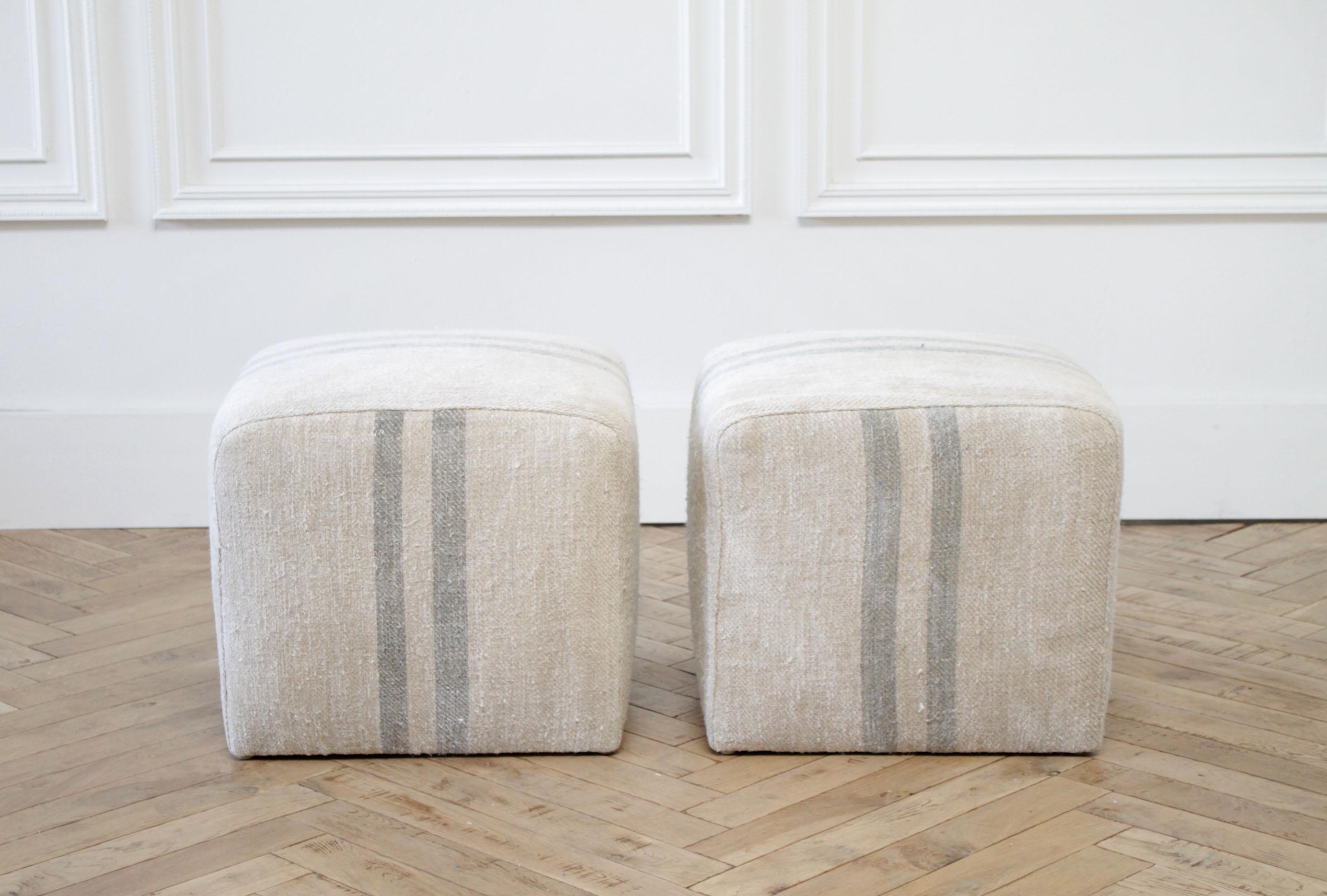 linen cube ottoman