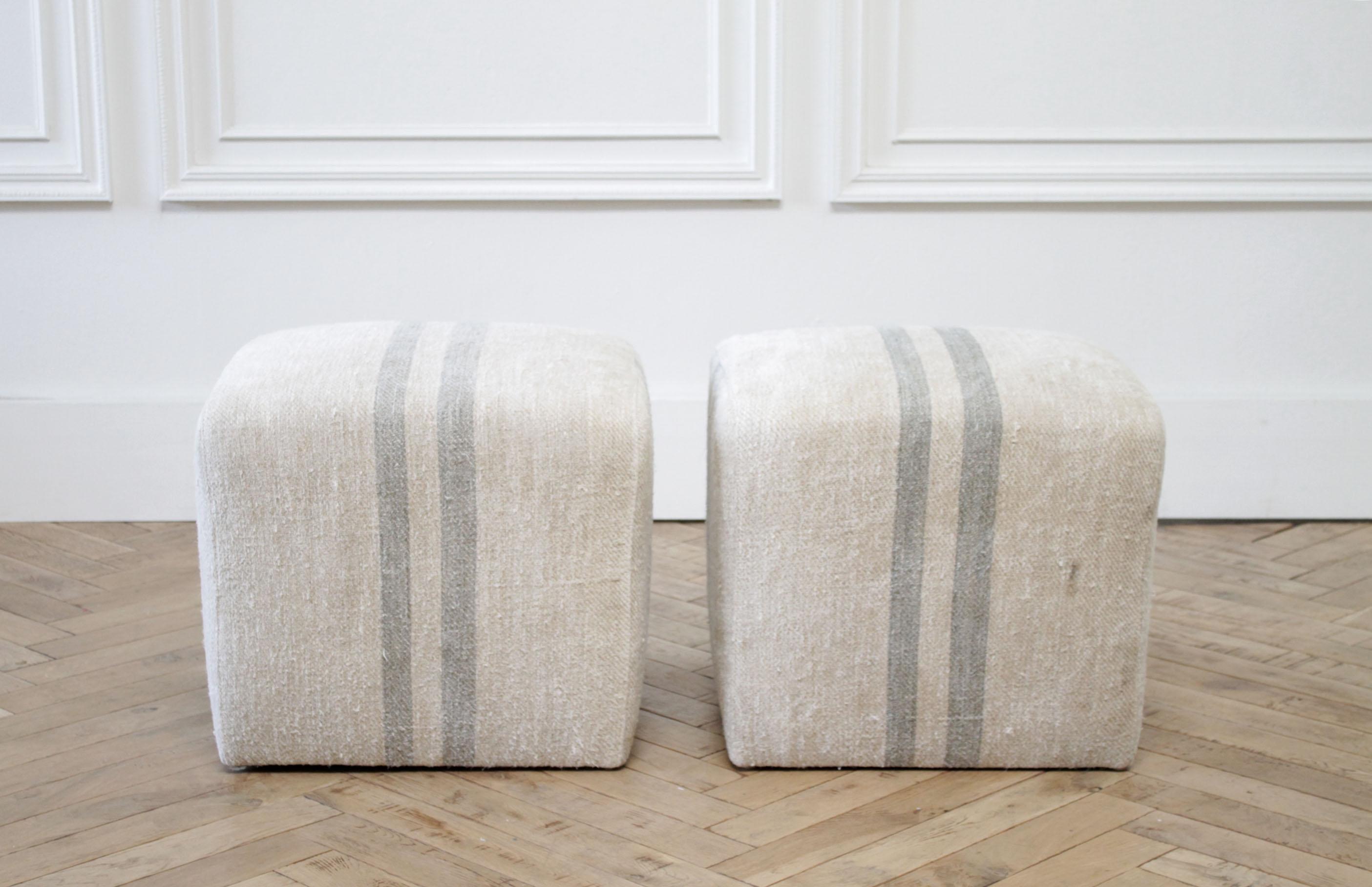grain sack ottoman