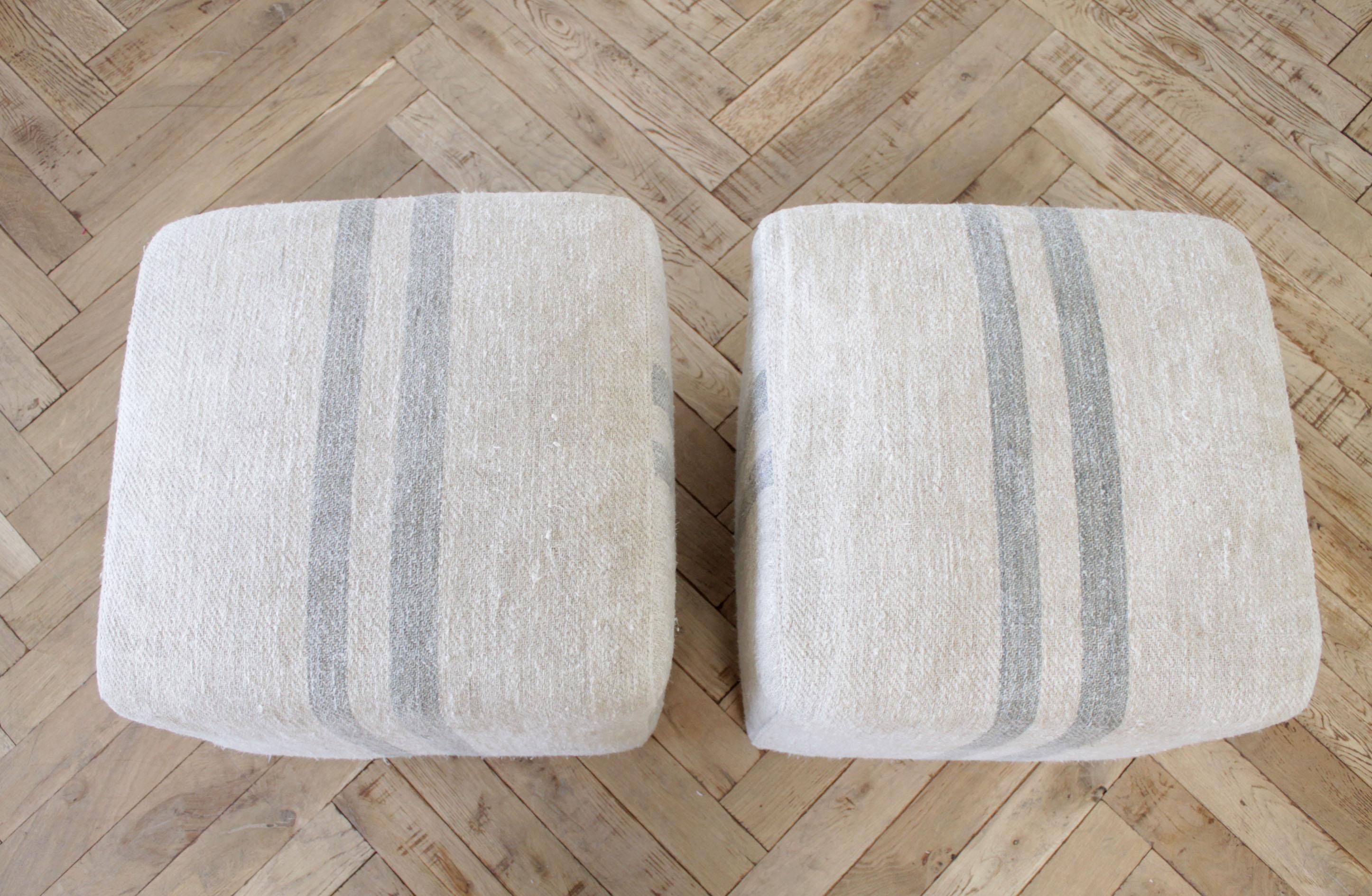 striped cube footstool