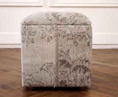 Custom Made Vintage Kilim Rug Cube Ottoman