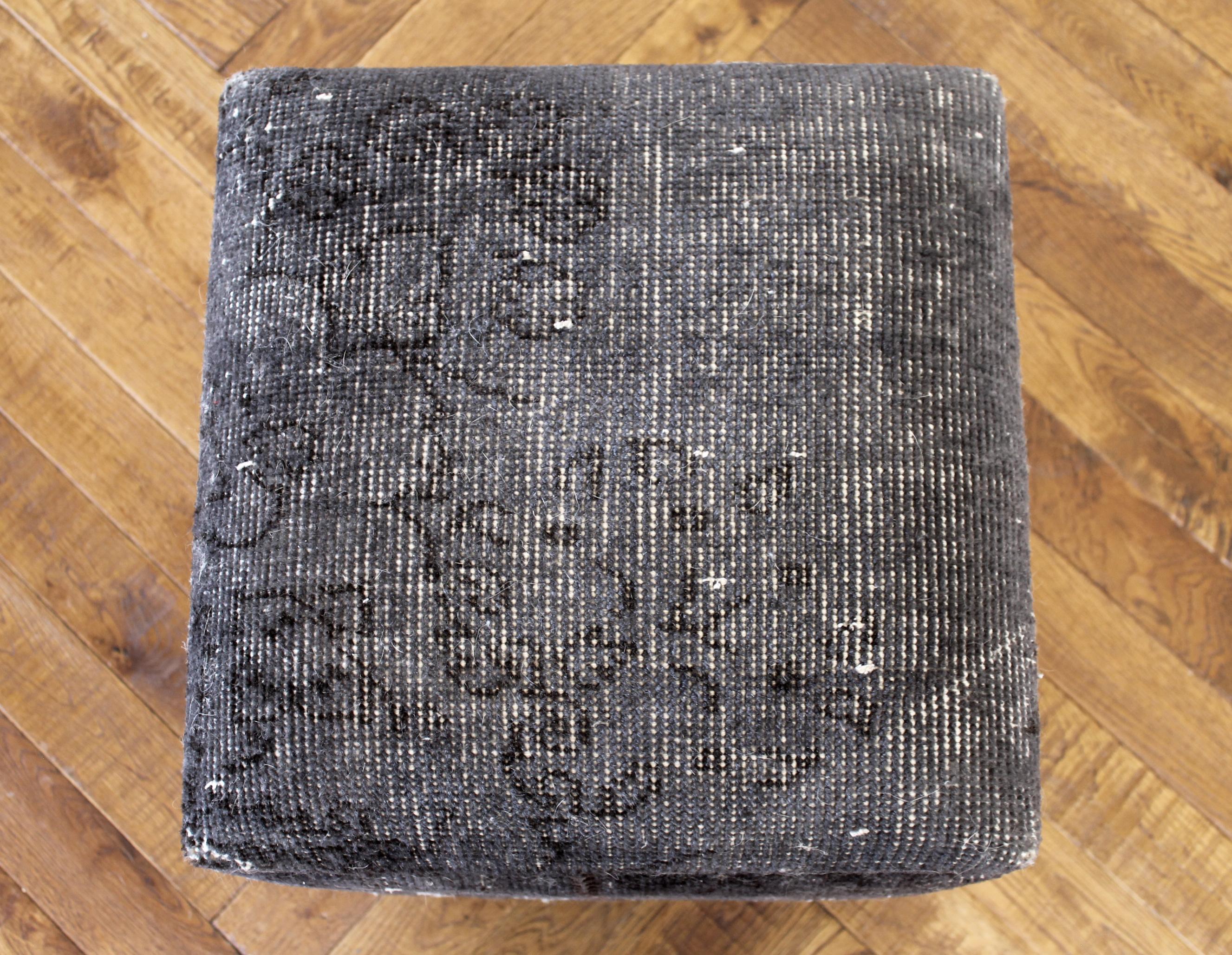 Custom Made Vintage Kilim Rug Cube Ottoman In Good Condition In Old Town Orange, CA