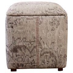 Custom Made Vintage Kilim Rug Cube Ottoman