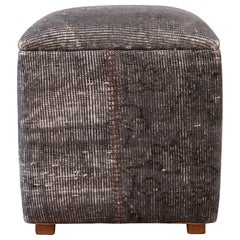 Custom Made Vintage Kilim Rug Cube Ottoman