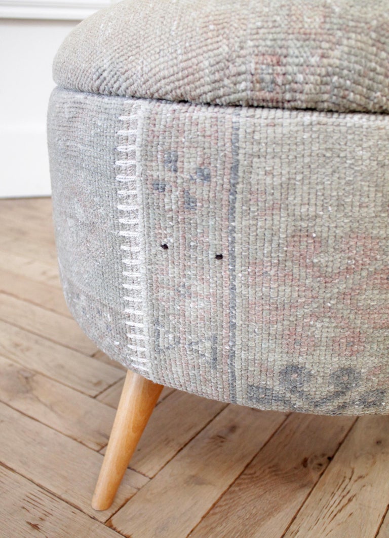 Custom Made Vintage Kilim Rug Ottoman at 1stDibs round ottoman