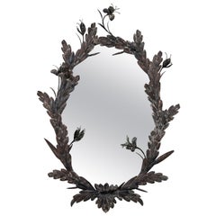 Custom Made Vintage Oval Tole Floral Mirror