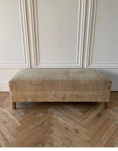 Custom Made Vintage Turkish Rug Ottoman with Iron Legs