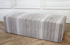 Custom Made Vintage Turkish Rug Rectangle Cocktail Ottoman Coffee Table