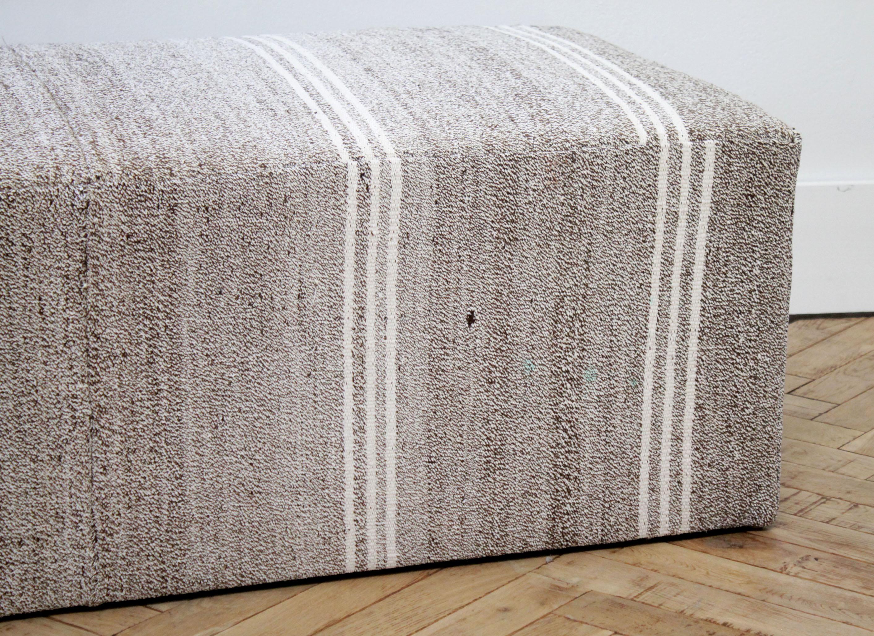 Custom Made Vintage Turkish Rug Rectangle Cocktail Ottoman Coffee Table In Good Condition In Old Town Orange, CA