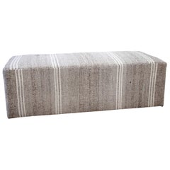 Custom Made Vintage Turkish Rug Rectangle Cocktail Ottoman Coffee Table