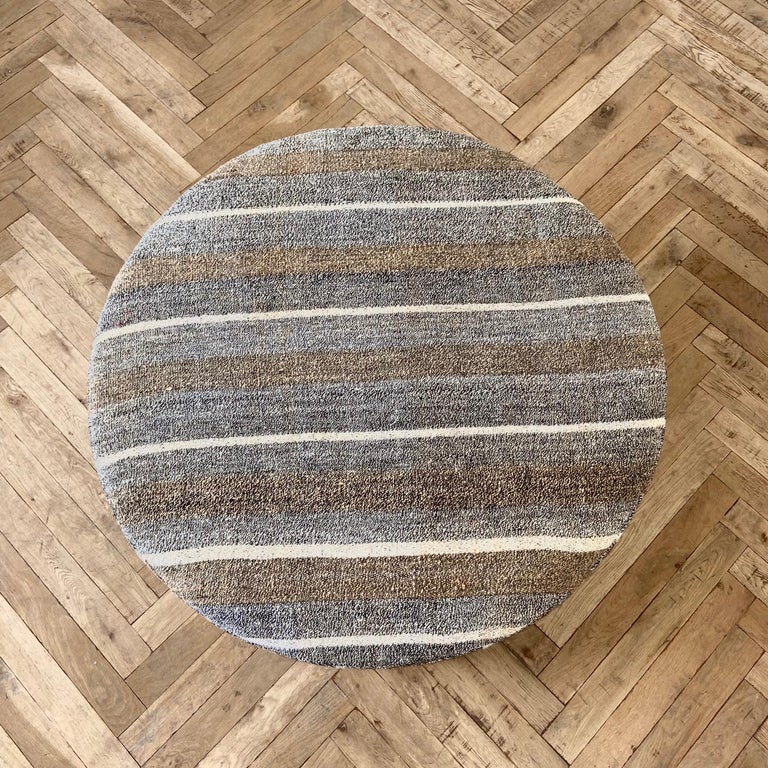Custom Made Vintage Turkish Rug Round Cocktail Ottoman Coffee Table at ...