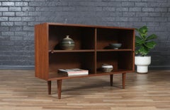 Custom Made Walnut Bookcase w/ Glass Doors by Danish Modern LA