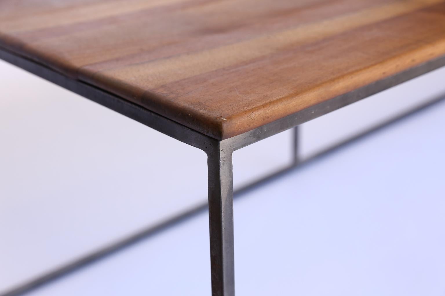 Custom Made Walnut Coffee Table with Iron Base 3
