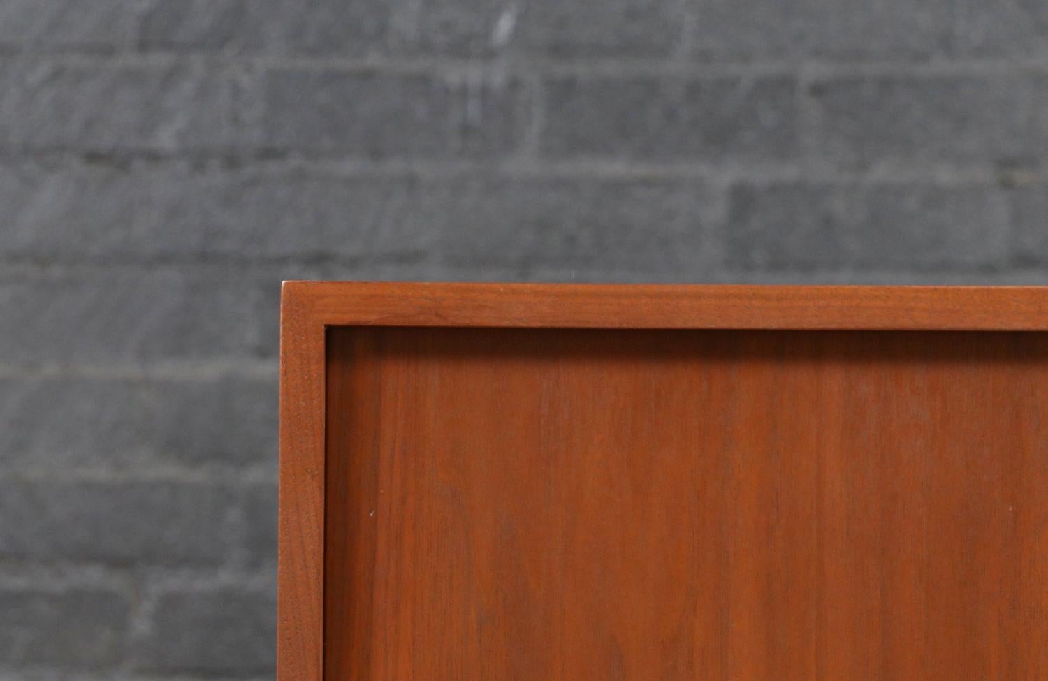 Custom Made Walnut Credenza w/ Sliding Doors by Danish Modern LA For Sale 3