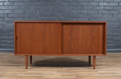 Custom Made Walnut Credenza w/ Sliding Doors by Danish Modern LA
