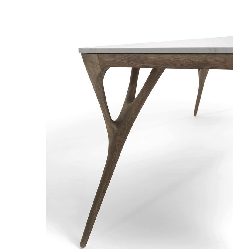 Custom Made Walnut Dining Table with Marble Top For Sale at 1stDibs