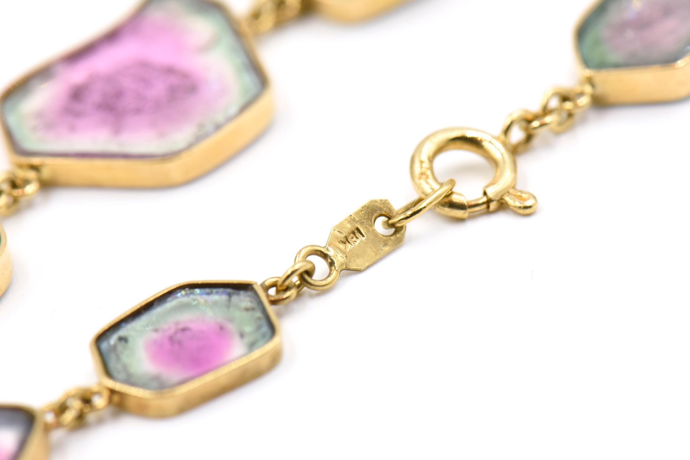 De las mujeres Collar de oro con turmalina de sandía hecho a medida