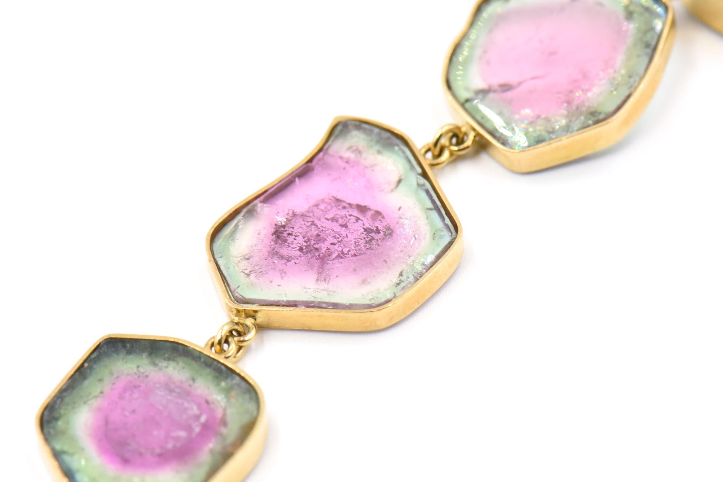 Collar de oro con turmalina de sandía hecho a medida 1