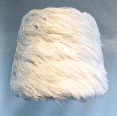 Custom Made White and Red Feathered Lampshade