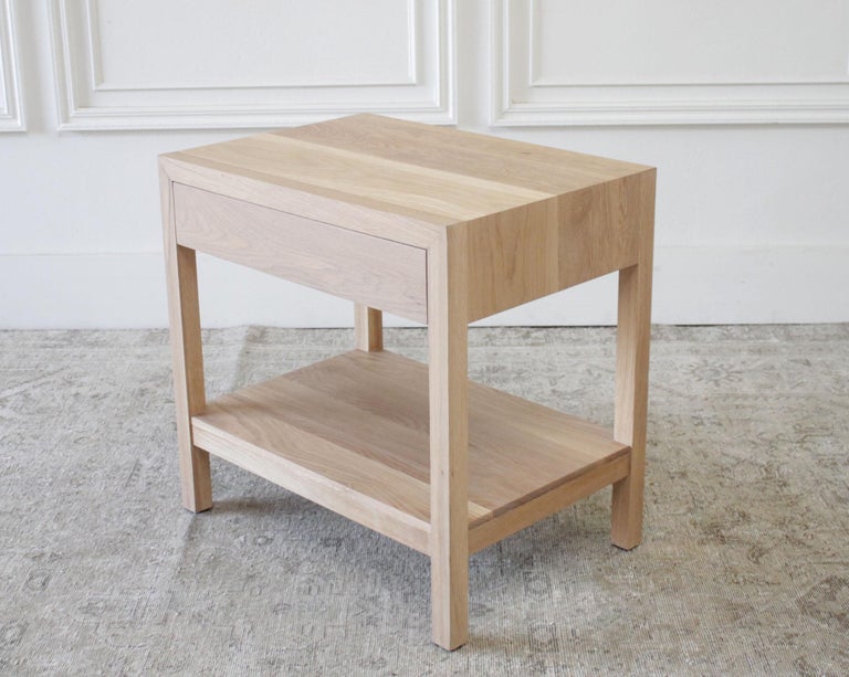 Minimalist Custom Made White Oak Nightstand with Single Drawer For Sale