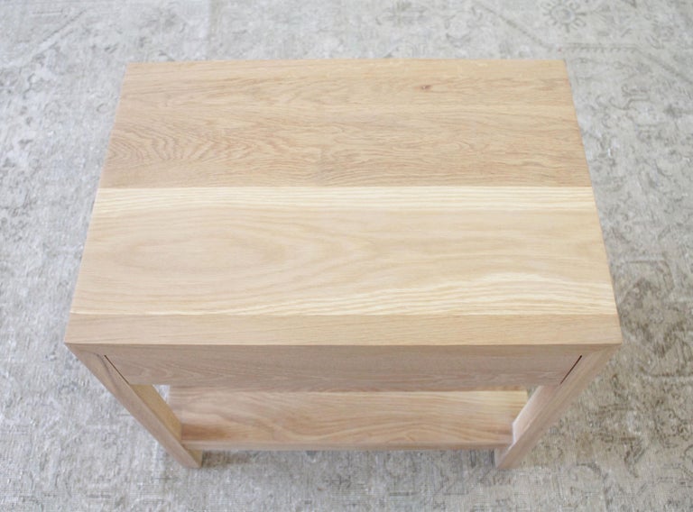 Custom Made White Oak Nightstand with Single Drawer In New Condition For Sale In Brea, CA