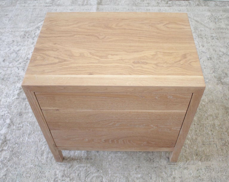 Contemporary Custom Made White Oak Nightstand with Three Drawers For Sale