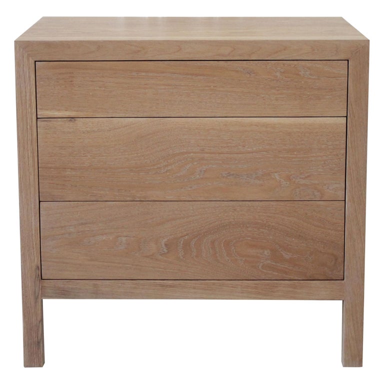 Custom Made White Oak Nightstand with Three Drawers at 1stDibs oak
