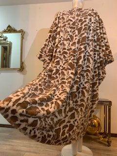 Custom Made Wild Animal Print Faux Fur Caftan Lined in Satin w Snap Front Close