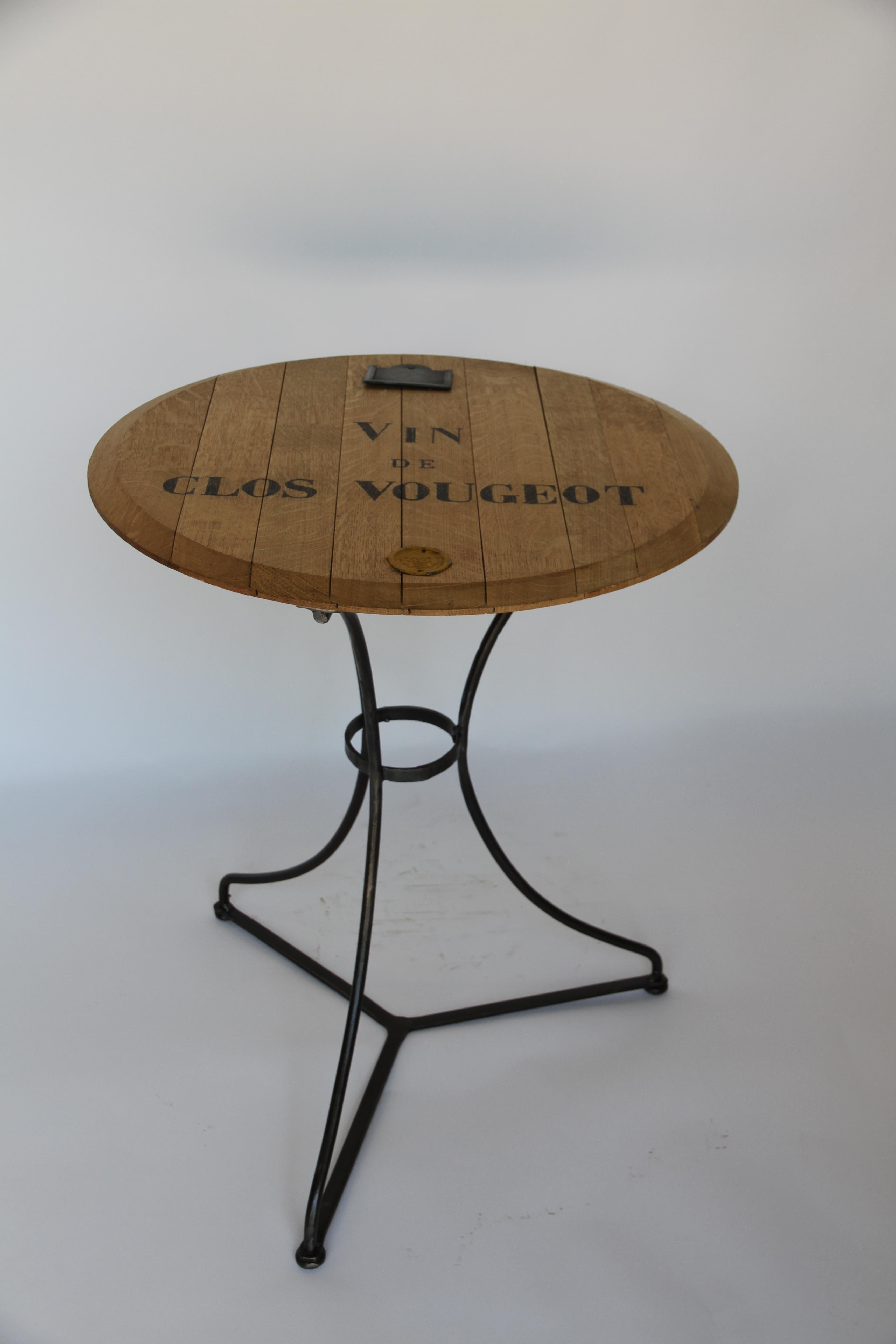 For the wine enthusiast, a custom-made table from a French wine barrel facade. A great addition to your wine room.