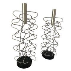 Custom Made Wire Art Candlestick Holder, Pair