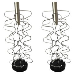 Custom Made Wire Art Candlestick Holder, Pair