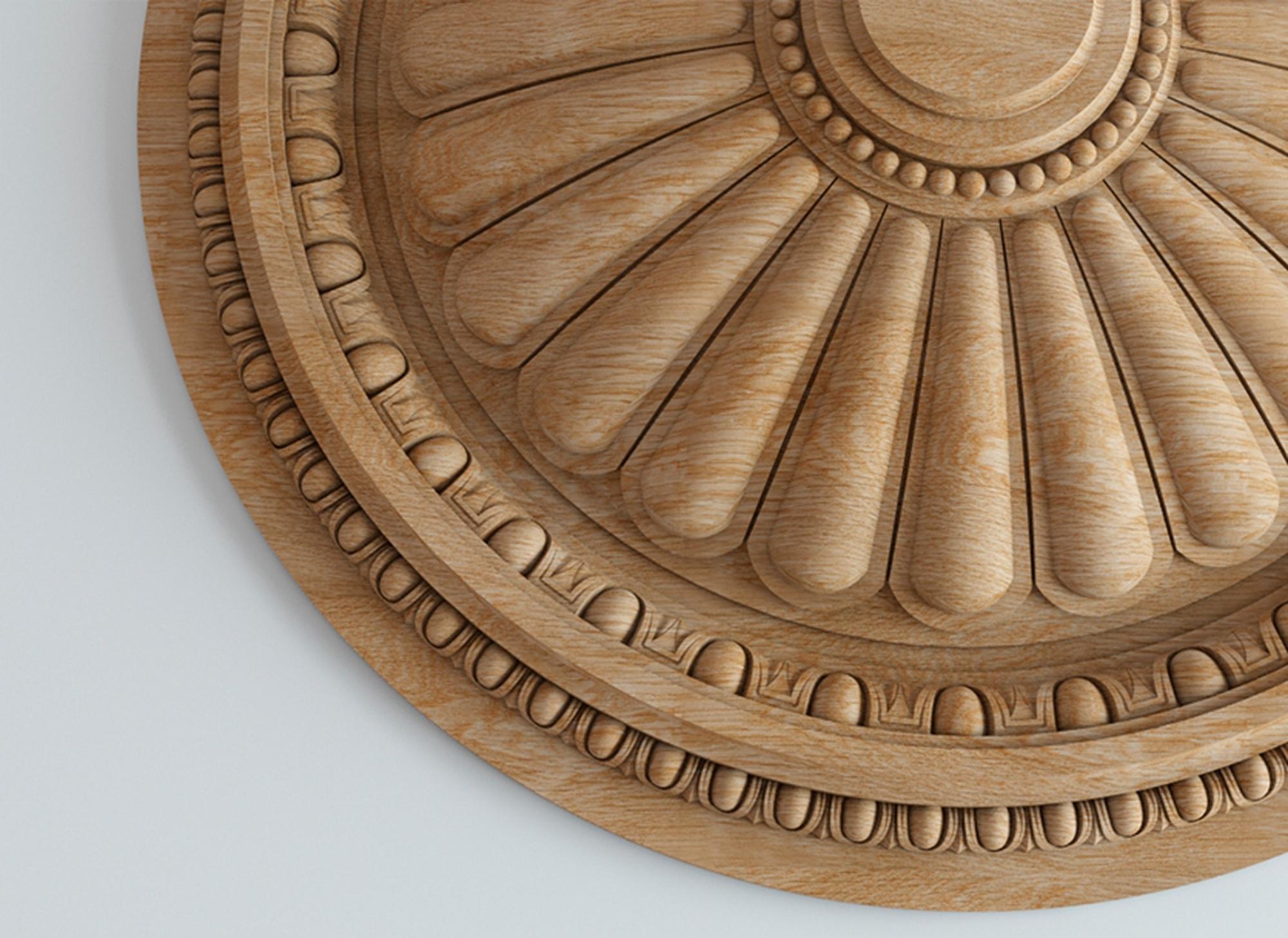 Victorian Custom Made Wood Medallion for Interior, Architectural Hand Carved Oak Rosette For Sale