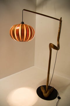 Custom Made Wooden Floor Lamp, 1960s