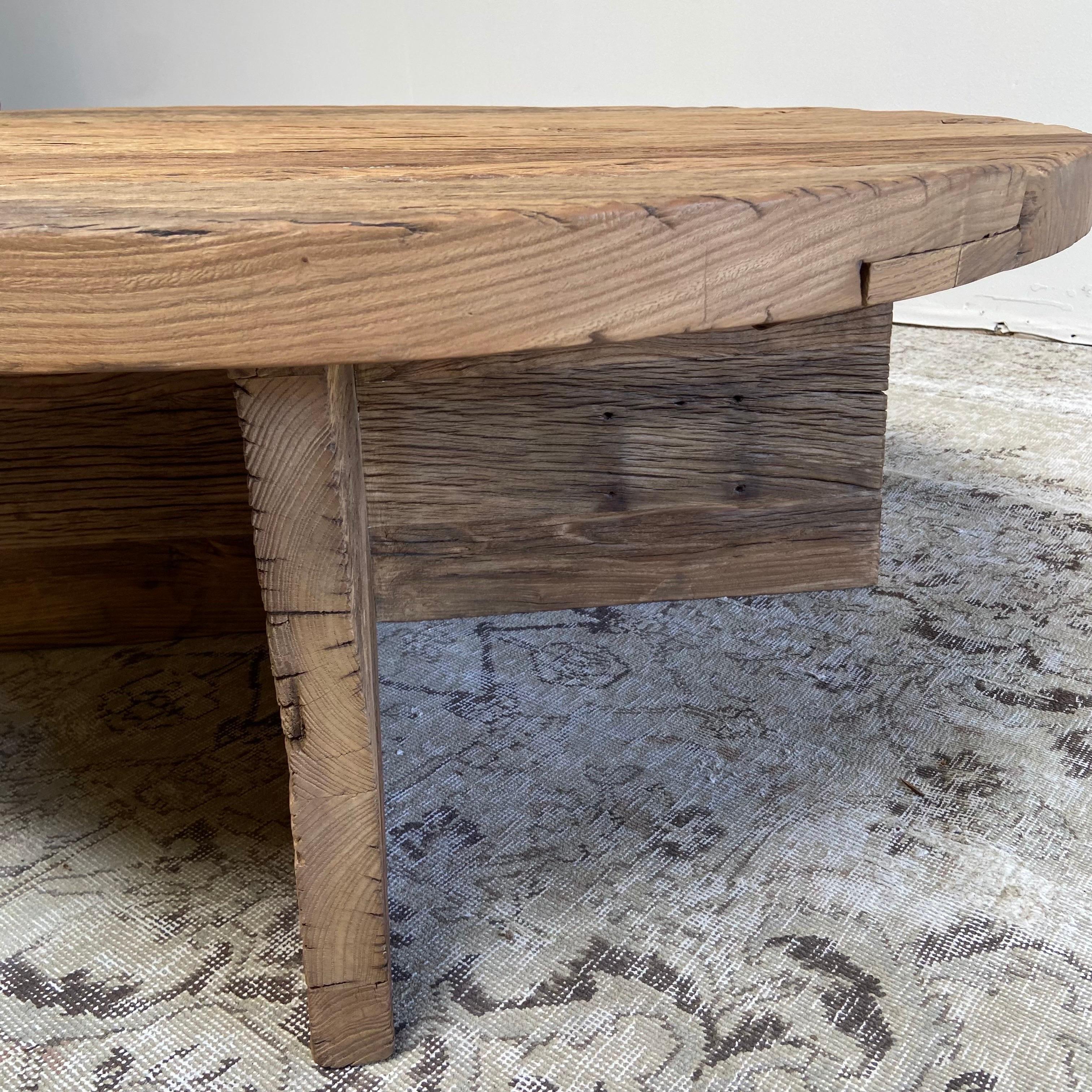 Custom Made X Base Elm Wood Coffee Table 3