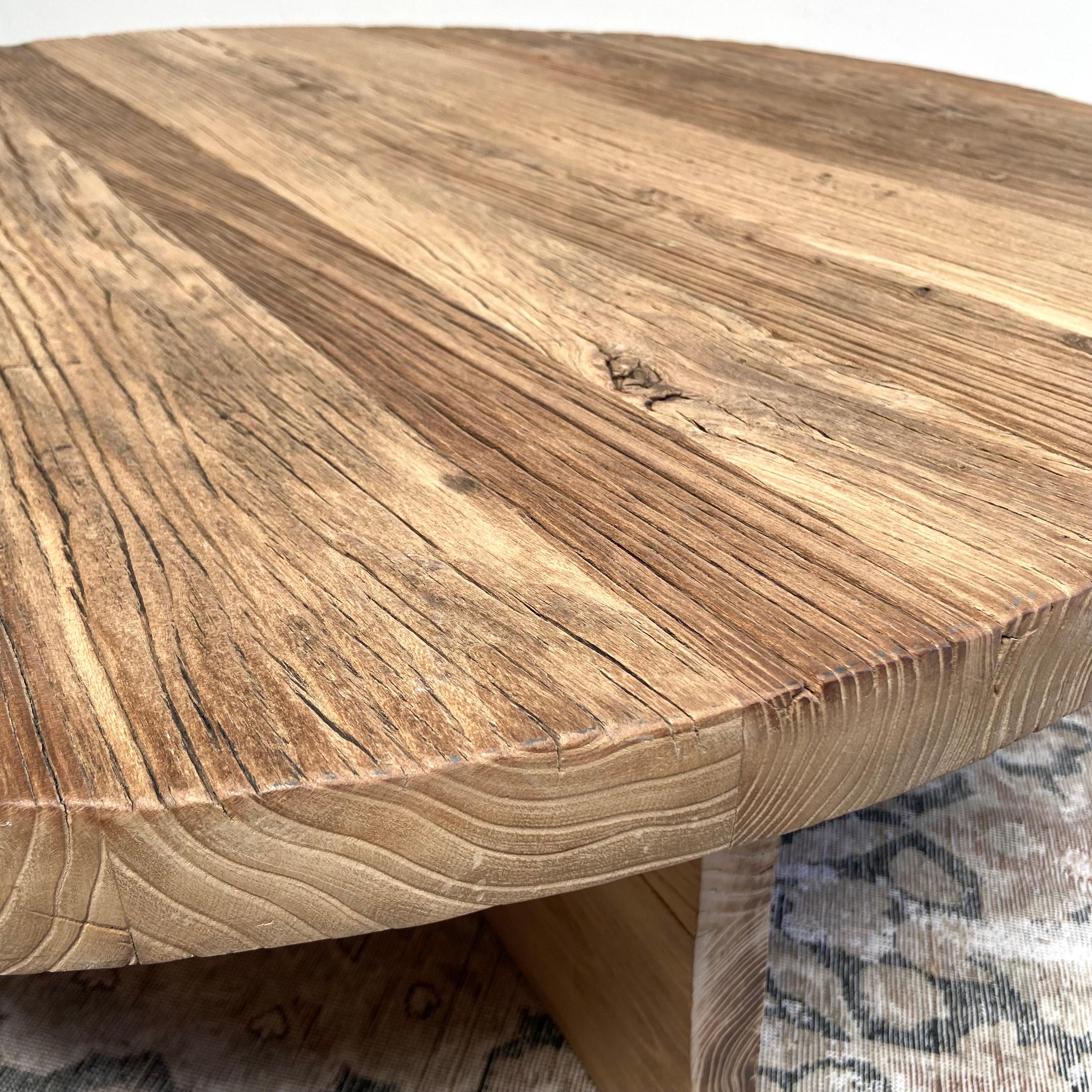 Custom Made X Base Elm Wood Coffee Table 6