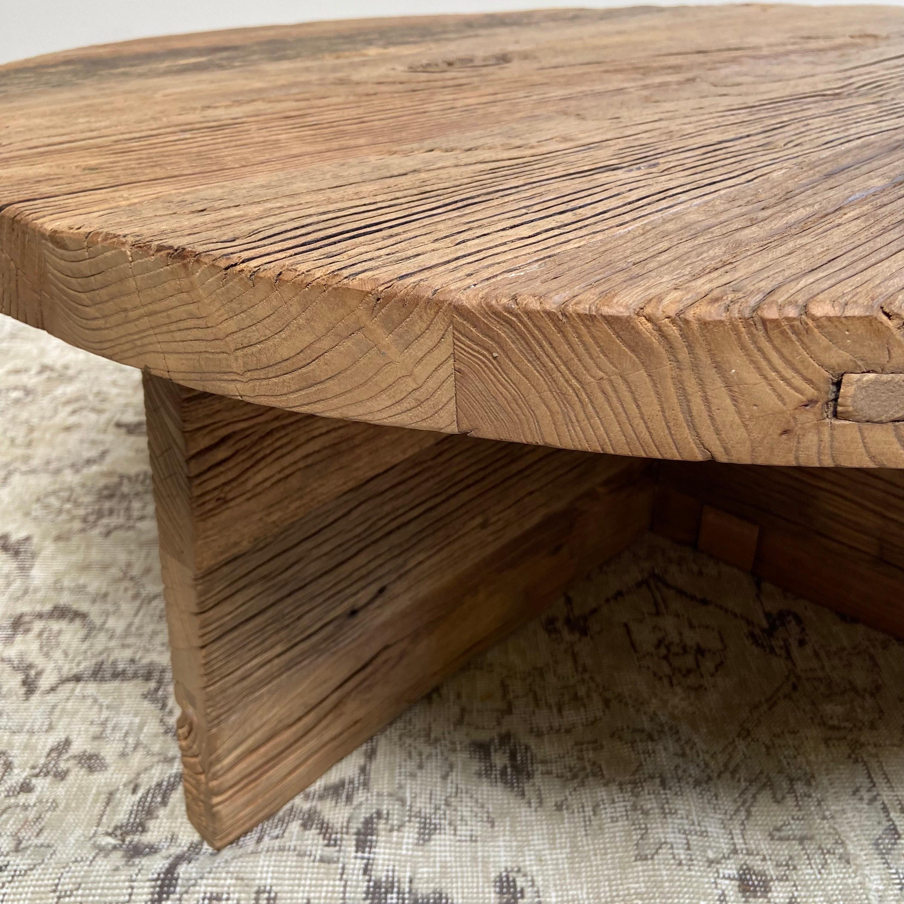 Custom Made X Base Elm Wood Coffee Table 1