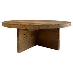 Custom Made X Base Elm Wood Coffee Table
