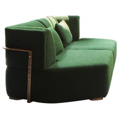Custom Made Zeus Sofa in Wool Boucle and Hand Forged Brass Detailing