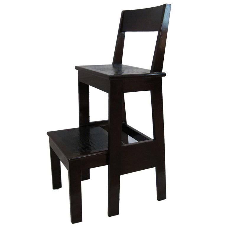 Custom Mahogany and Leather Step Stool at 1stDibs