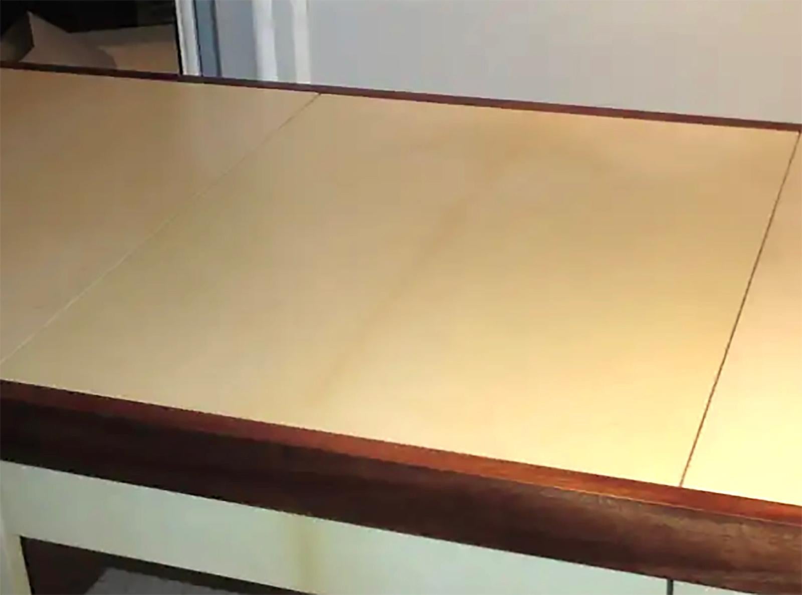 Modern Custom Mahogany and Parchment Desk Featuring Three Central Drawers For Sale