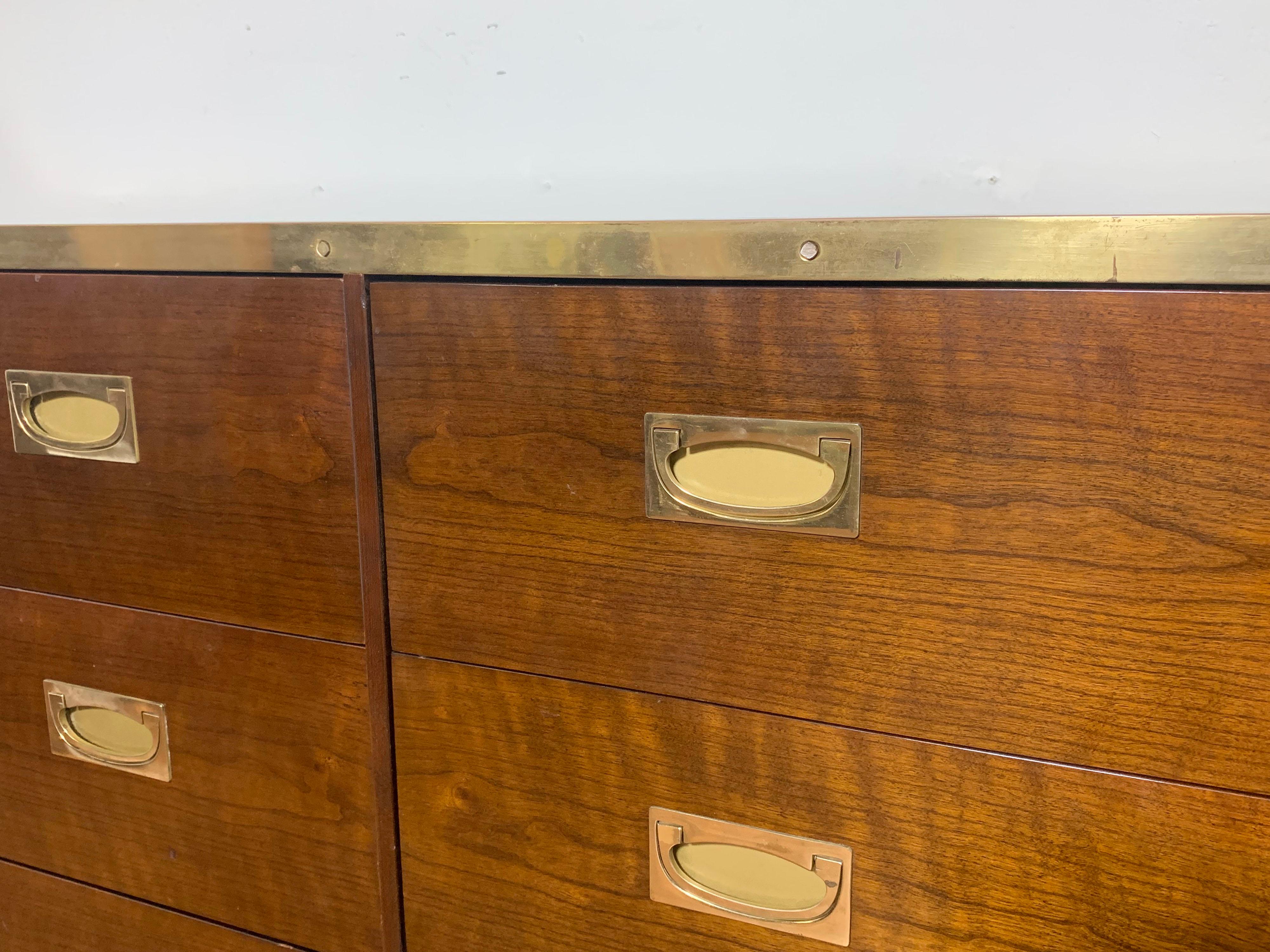 Custom Mahogany Campaign Style Dresser with Brass Hardware, Circa, 1950s For Sale 3