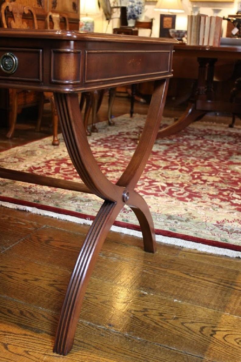 Custom Mahogany Crossed Sabre Leg Writing Table For Sale 3