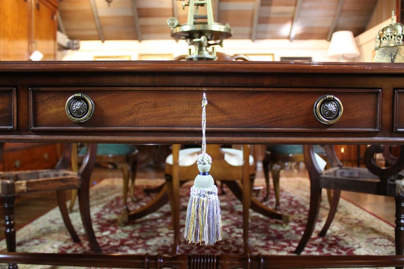 Custom Mahogany Crossed Sabre Leg Writing Table For Sale 5